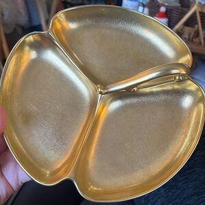 Pickard China MCM 1940'S-24K Gold Rose/Daisy Pattern Triple Divided Serving Dish